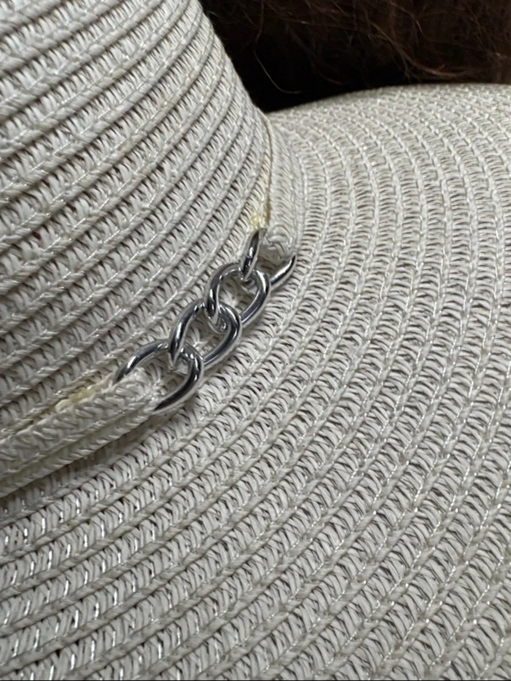 Magid Hats White Paper Wide-Brim Sun Hat Chain Detail One Size